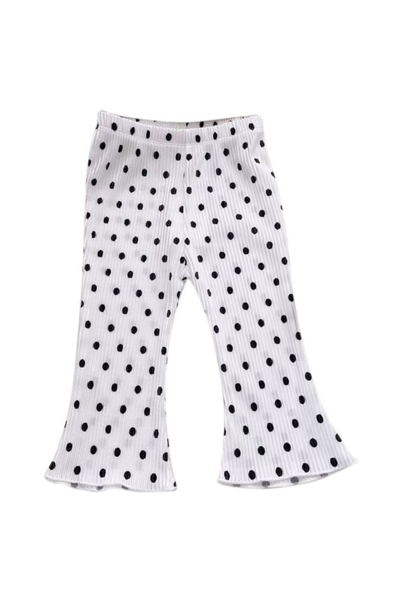 Toddler Girl Flare Pants Ruffle Ribbed Baby Bottoms Ice Silk Elastic Waist Trousers Thin Joggers Pants Fitted Sweat Pants Loose Long Ankle Pants White 130/6Y