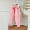 thumbnail image 1 of Tao Toddler Girls Boys Casual Solid Color Drawstring Warm Suede Straight Leg Ankle Pants Long PantsPink4-6 Years, 1 of 1