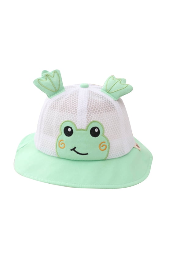 Tao Toddler Hat Girls Boys Spring Autumn Outdoor Shade Cartoon Frog Sunscreen Hat Fisherman Hat Swim Hats For Kids GreenFree Size