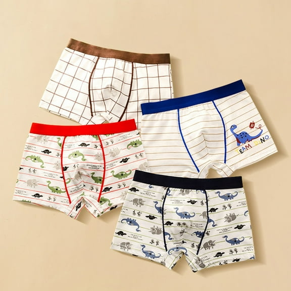 Tao Toddler Little Boys Underwear Soft Cotton Boxer Briefs 4 Pack For Pupil Kindergarten Kids WhiteL