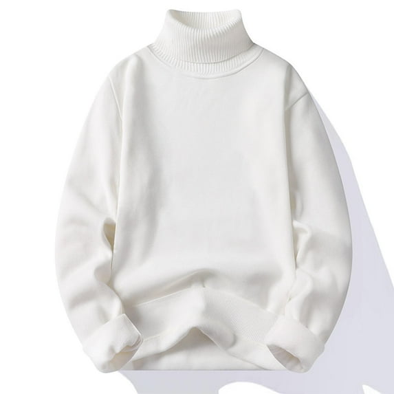 Tao Turtleneck Oversized Drop Shoulder Sweater For Men Long Sleeve Solid Casual Knitted Sweaters Winter Thermal Sweater White4XL