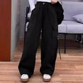 thumbnail image 1 of Tao Wide Leg Pants For Girls High Wasited Baggy Palazzo Pants Casual Pull On Bell Bottom Smocked Elastic Waist Pants Black12 Years, 1 of 1