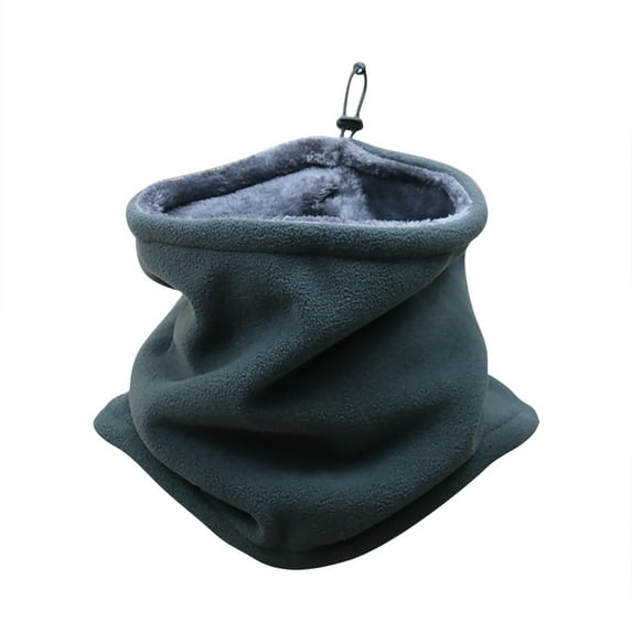 Tao Winter Neck Warmer Double-Layer Fleece Neck Gaiter With Adjustable Drawstring Thermal Snood Face Mask Tube Scarf KhakiFree Size