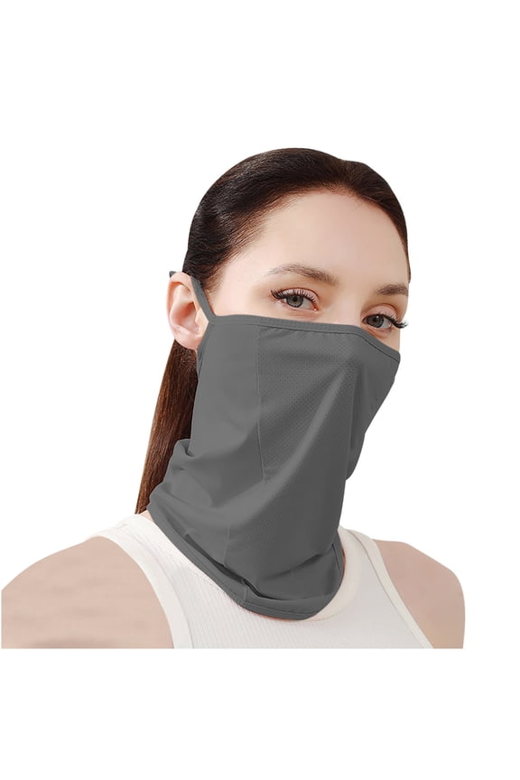Tao Women Face Shield Multipurpose Protector Neck Gaiter Elastic Face Mask Bandana With Ear Loops Breathable Ice Silk BibDark GrayFree Size