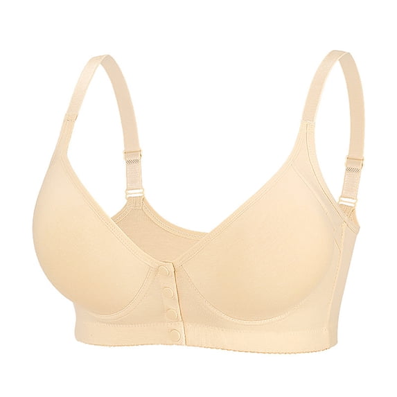 Tao Tao Women Front Closure Snap Bras No Underwire Full Support Comfort Push Up Bras Wireless Everyday Bras Plus Size Underwear No Steel Close Bra Beige 38F