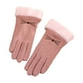 thumbnail image 1 of Tao Women Soft Suede Cold Weather Gloves Cute Cat Fleece Lined Winter Thermal Mittens With Faux Fur Cuff PinkFree Size, 1 of 1
