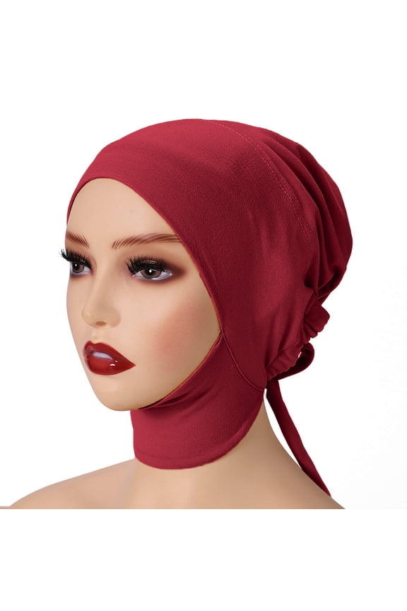 Tao Women Under Scarf Hat Hijab Undercap Islamic Muslim Under Scarf Hijab Cap With Tie-Back Closure BurgundyFree Size