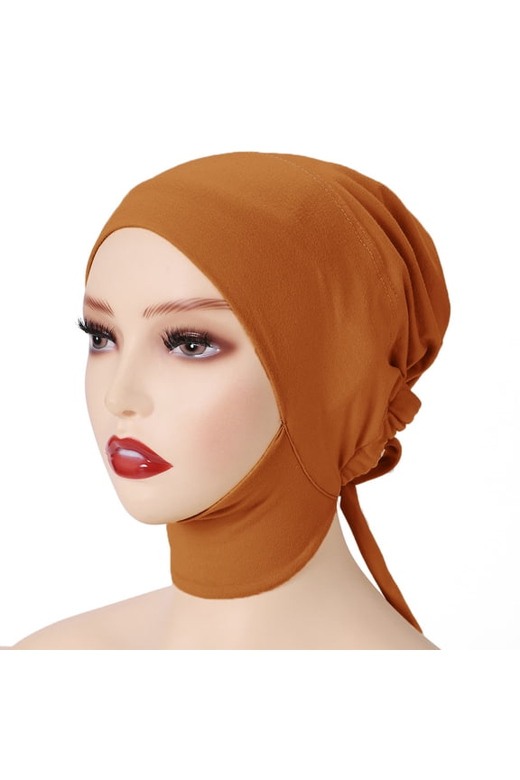 Tao Women Under Scarf Hat Hijab Undercap Islamic Muslim Under Scarf Hijab Cap With Tie-Back Closure OrangeFree Size
