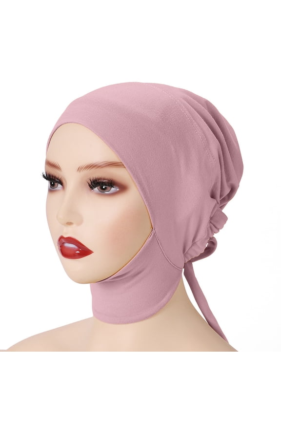 Tao Women Under Scarf Hat Hijab Undercap Islamic Muslim Under Scarf Hijab Cap With Tie-Back Closure PinkFree Size