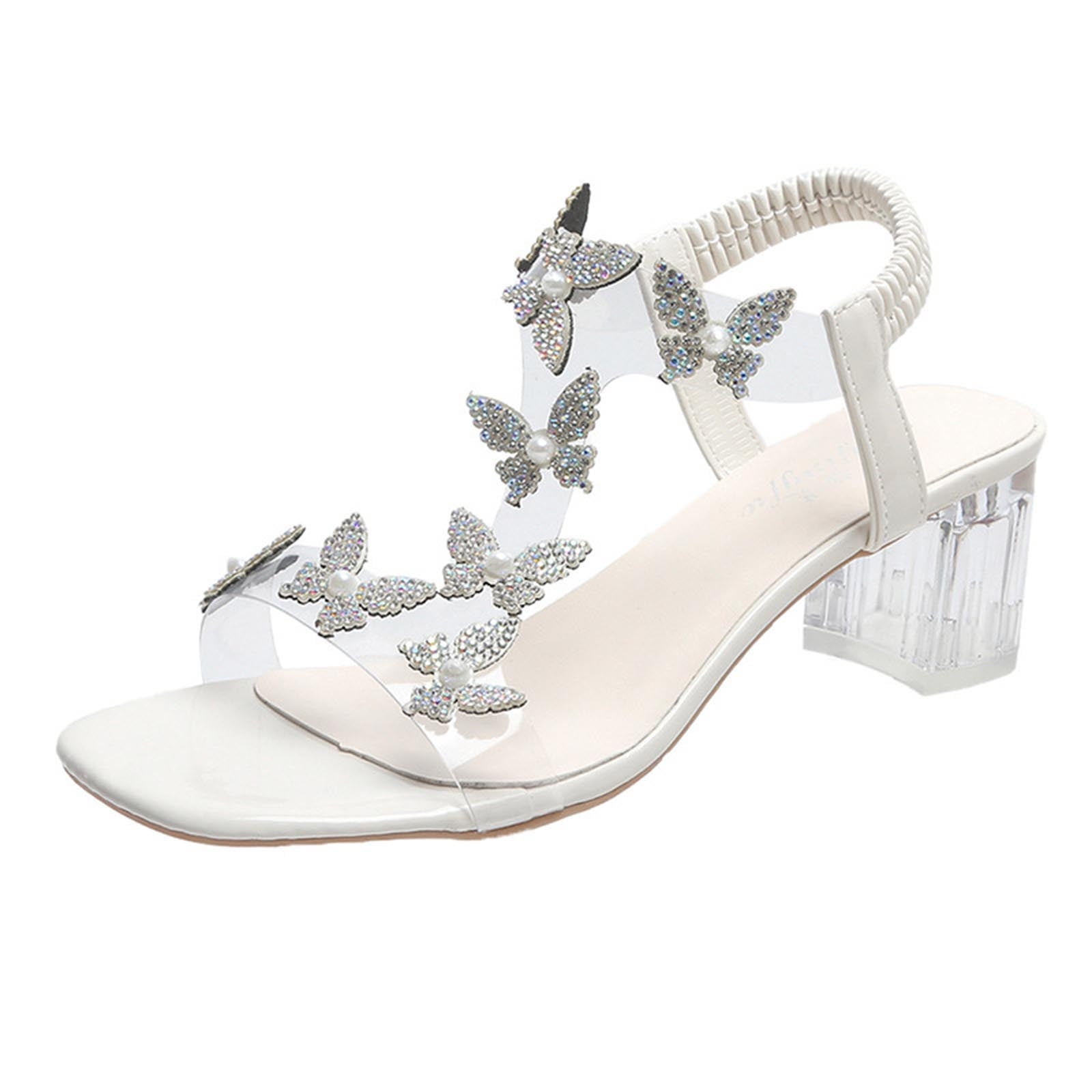 Rhinestone Block Heels Sandals main image 1