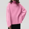 thumbnail image 1 of Tao Women's Turtleneck Oversized Sweaters Fall Long Batwing Sleeve Spilt Hem Tunic Pullover Sweater Solid Color Knit Tops PinkL, 1 of 1