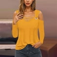 thumbnail image 1 of Tao Tao Womens Cold Shoulder Tops and Blouses, Long Sleeve Shirts Criss Cross Scoop Neck Tops Fall Clohtes 2025 Trendy Yellow L, 1 of 5