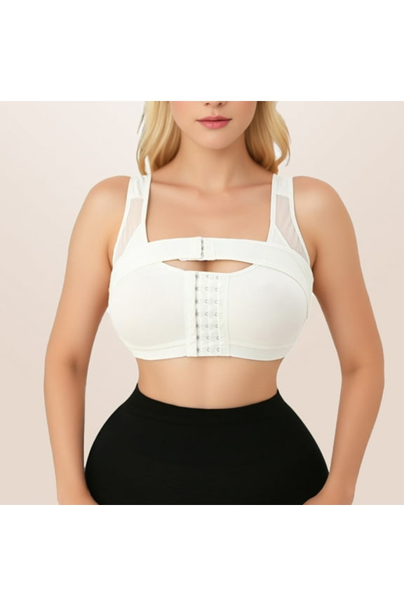 Tao Womens' Front Closure Post-Surgery Posture Corrector Bra Shaper Tops with Breast Support Band White3XL