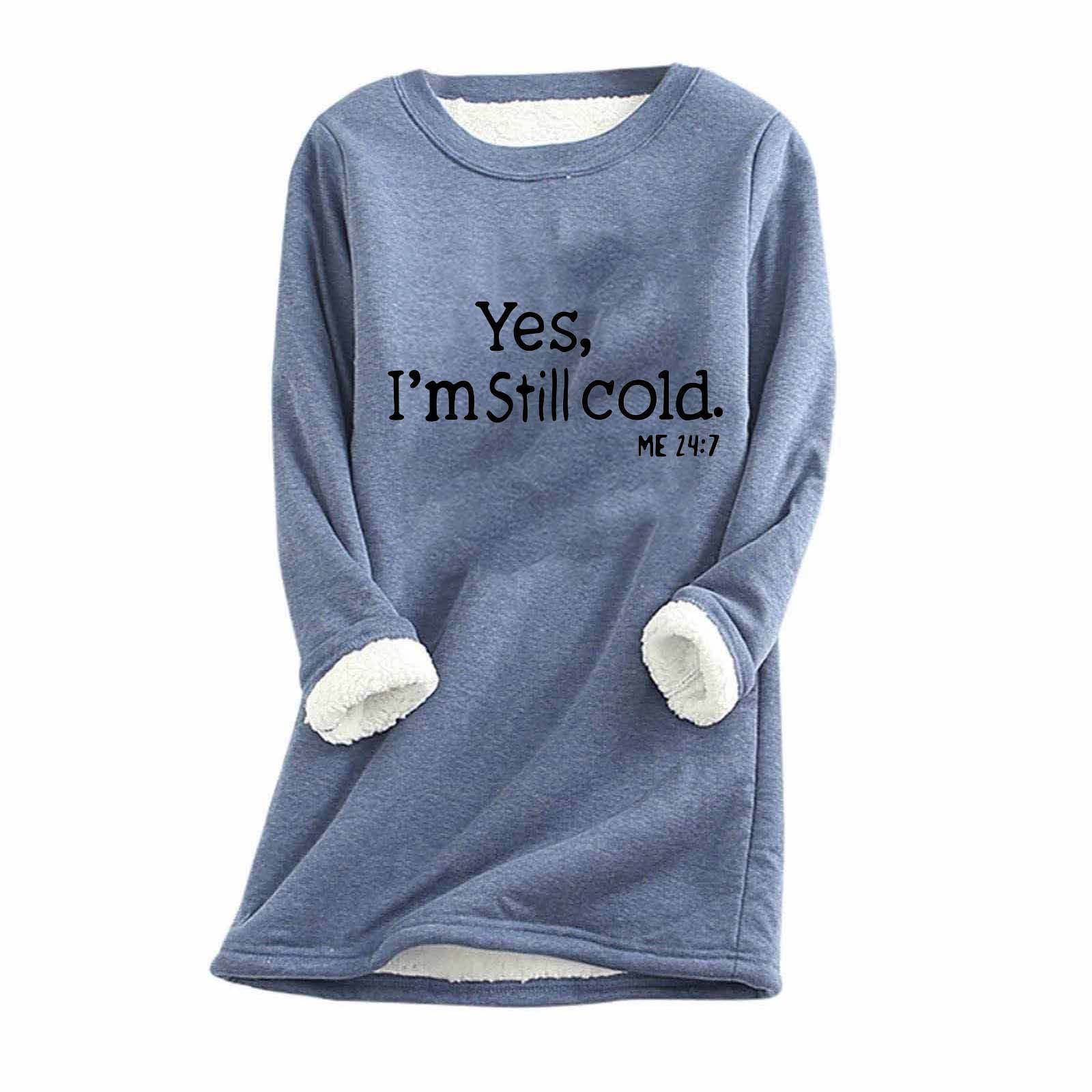 Oelaio Women's 'Yes I'm Cold' Sherpa Lined Fleece Pullover - Winter Warm Oversized Sweatshirt In Dark Gray