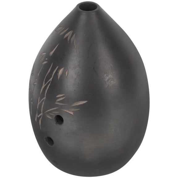 Masteelf Black Clay and Straw Ocarina Wind Instrument for Kids Easy to Play 8 Holes Beginner Musical Toy