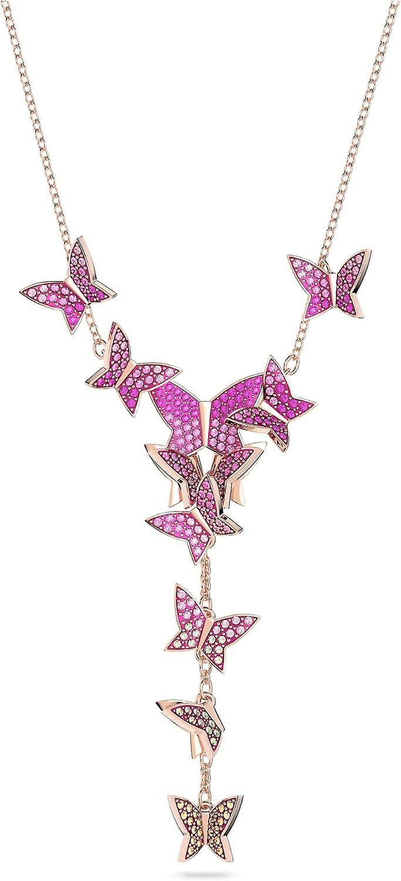 Tao Yuan Rose-Gold Tone Finish Butterfly Lilia Y Necklace in Pink