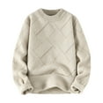 thumbnail image 1 of Tao en's Winter Thick Sweater Striped Pattern Men's Sweater Men's Wool Pullover Solid Color Pullover Lightweight Fall Fashion Thermal Sweaters Khaki2XL, 1 of 1