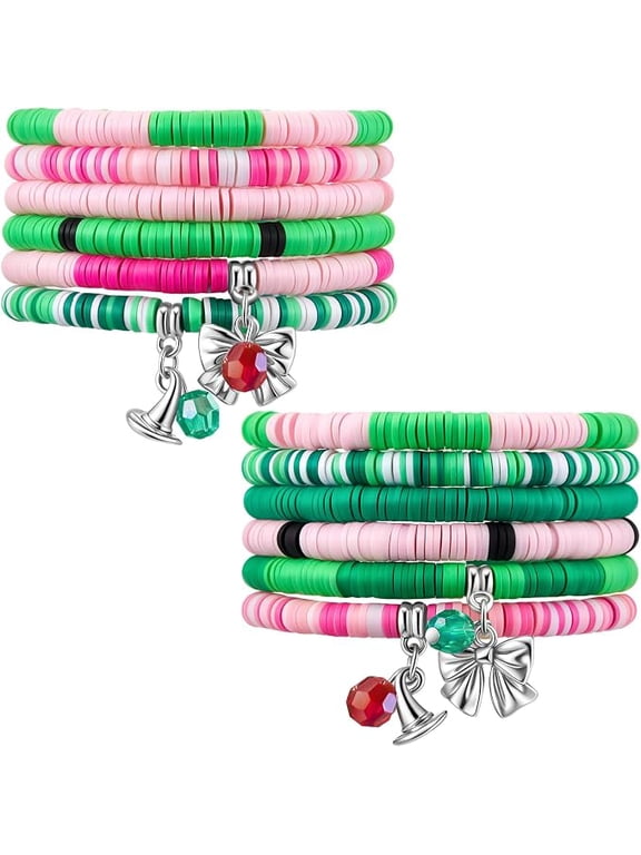 TaoBary 12 Pcs Friendship Bracelets, 6 Styles Pink Green Witch Party