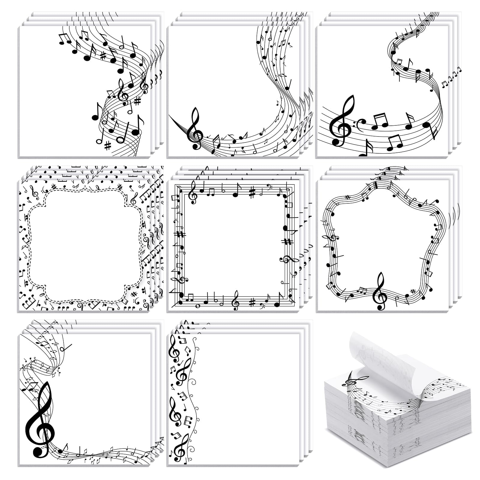 TaoBary 64 Pack 3 x 3 Inch Music Themed Sticky Notes Sticky Note Pads
