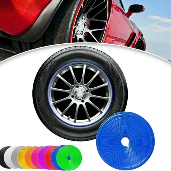 TaoLeHui Car Wheel Rim Edge Protector Vehicle Tire Guard Sticker Rubber Strip Line, Car Wheel Rim Edge Protector, 8 Meters Length Wheel Hub Trim Strip Red Car Wheel Trim Protector Strips (Black)