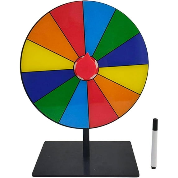 TaoLeHui Customizable Prize Wheel Tabletop | Erasable Spinner Game for Trade Shows, Carnivals & Fundraisers | Portable Durable ABS Spin Wheel with Rainbow Divider