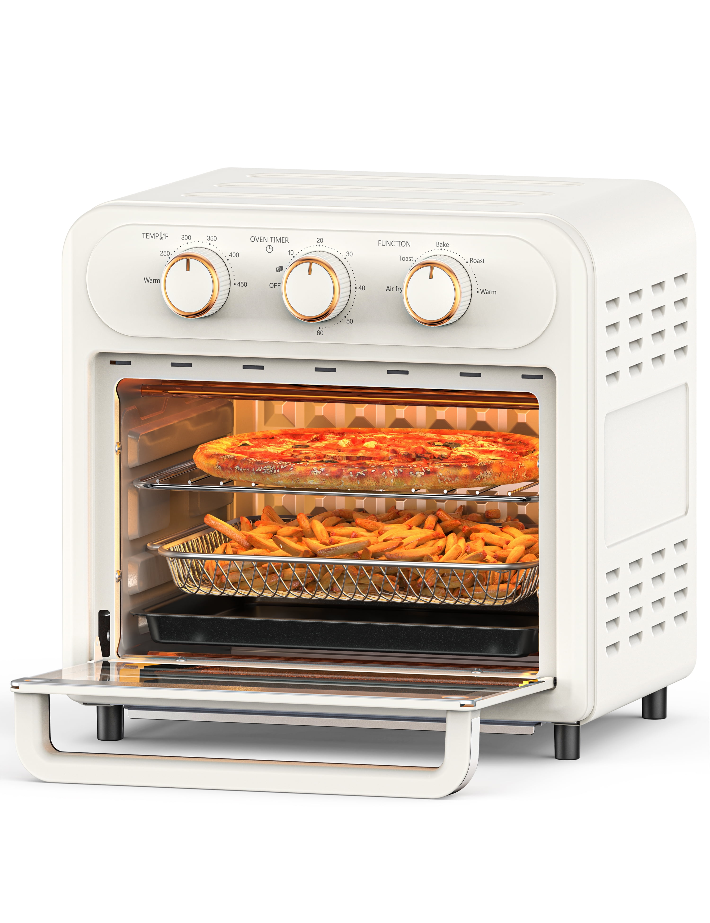 34 qt. 1750W 6-Slice Black and Stainless Steel Air Fryer Toaster Oven, 12-Cook Modes with LCD Digital Screen