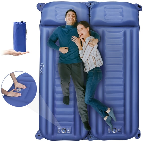 TaoTronics Double Sleeping Pad, Two Person Sleeping Mat, 4-Season Insulated Air Mattress, Inflatable Lightweight Camping Pad, with Built-in Pump, Integrated 7 Pillow for Backpacking, Hiking, Camping