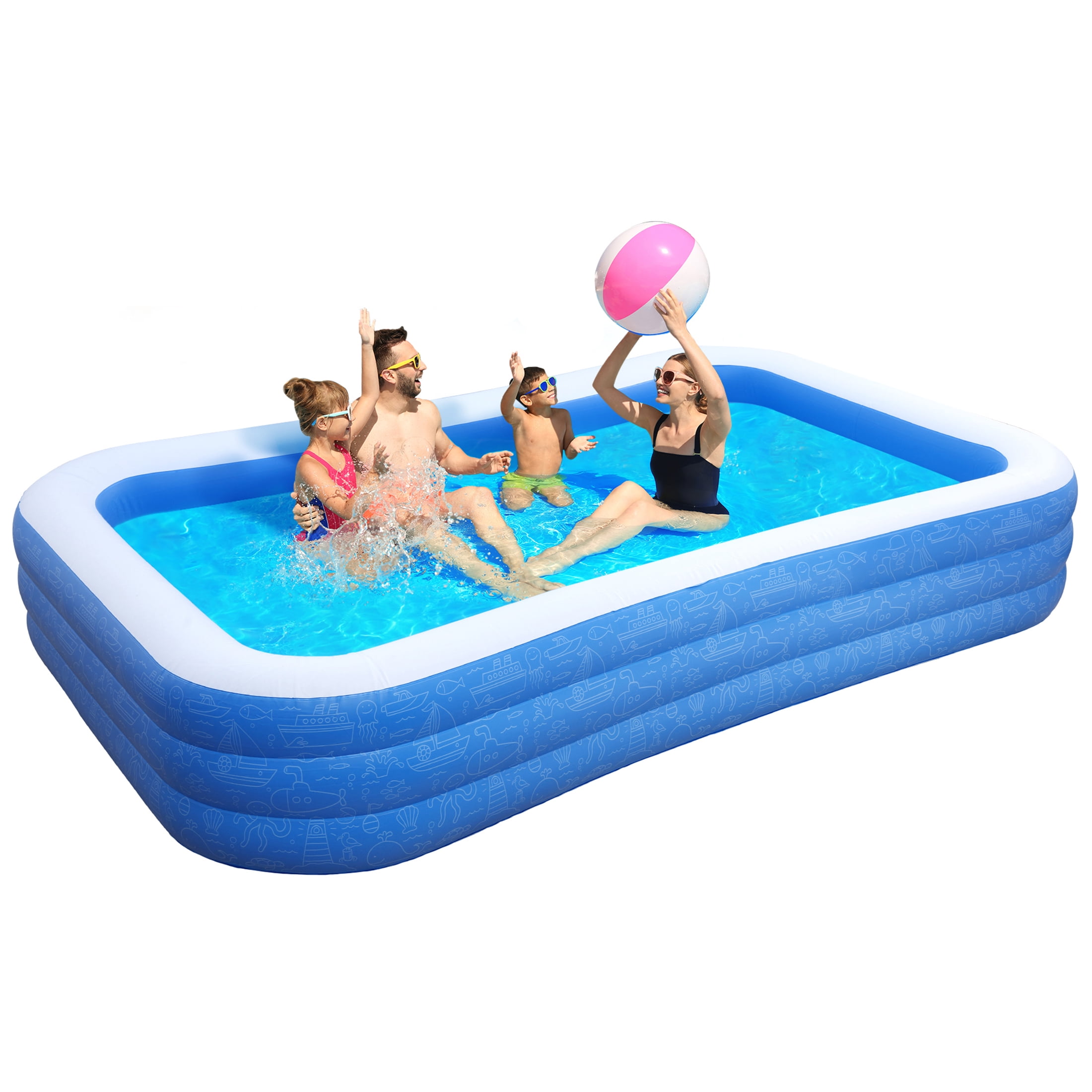 TaoTronics Inflatable Pool, 118''x72''x20'', Family Play Center for ...