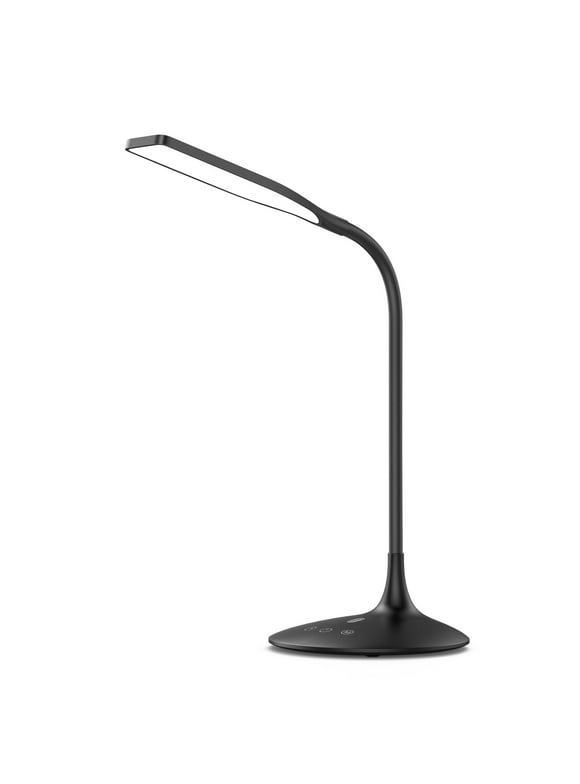 TaoTronics LED Desk Lamp, 15" Flexible Gooseneck Table Lamp, Dimmable Office Reading Lamp with Smooth Brightness Adjustment Touch Control, Black