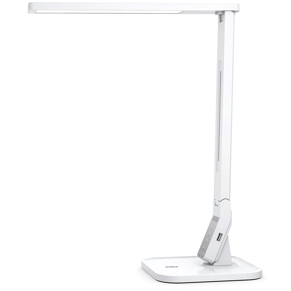 TaoTronics LED Desk Lamp Flexible USB Charging Table Lamp with 5 Brightness Levels for Home Office, White