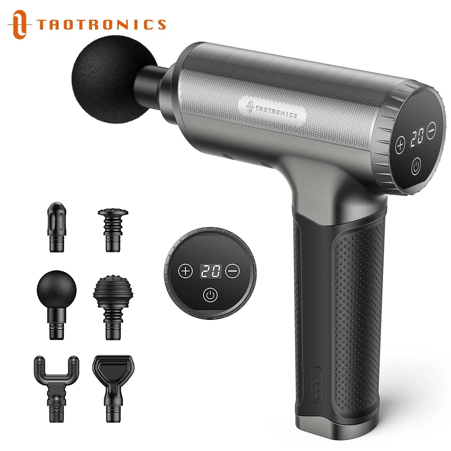 TaoTronics Muscle Massage Gun Deep Tissue Percussion Handheld Electric  Massager with 10 Speed Levels 6 Massage Heads for Gym Office Home  Post-Workout