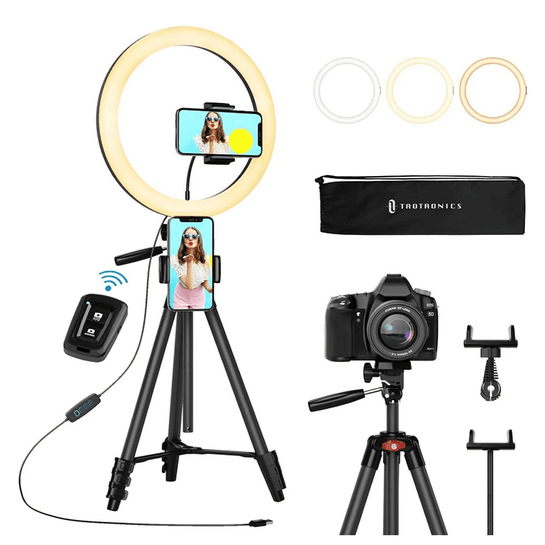TaoTronics Selfie Ring Light with Tripod Stand Phone Holders and