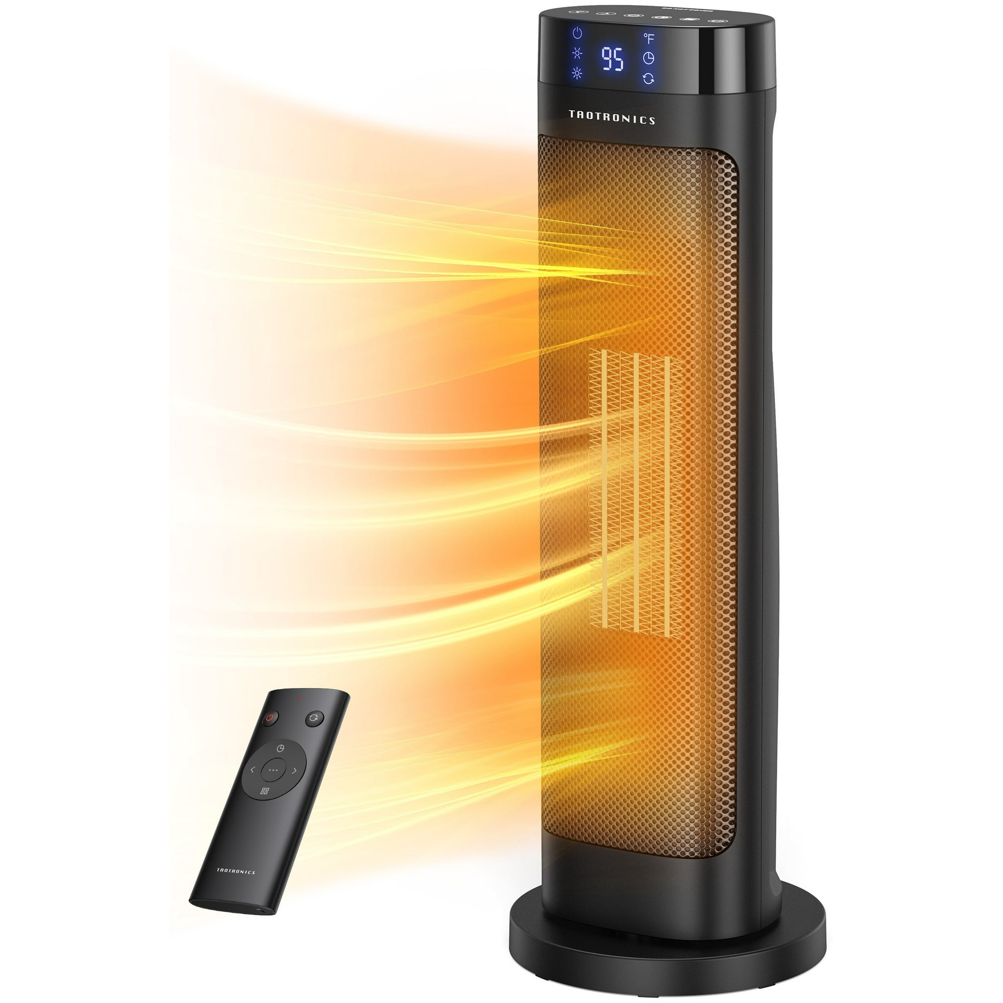TaoTronics Space Heater, 1500W Portable Electric Heater, Fast Quiet Tower  Oscillating Ceramic Heater for Office, Desk, Home and Bedroom, with Smart  Temperature Control, Remote Control, LED Display - Walmart.com