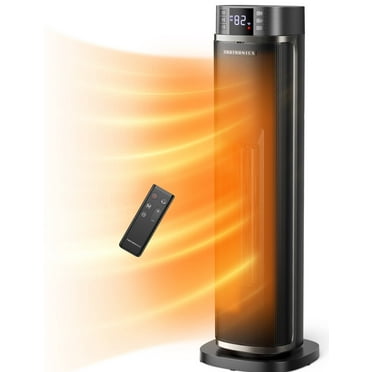 TaoTronics Space Heater, 24'' Tower Heater, Electric Heater for Inside Home, 1500W Portable Heater with Remote, 70° Oscillating Heater, 12H Timer, PTC Ceramic Heater
