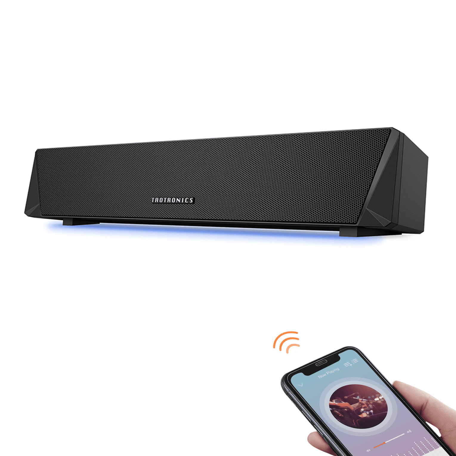 TaoTronics Wireless Computer Speakers, Bluetooth Sound Bar with 3 RGB Light  Modes
