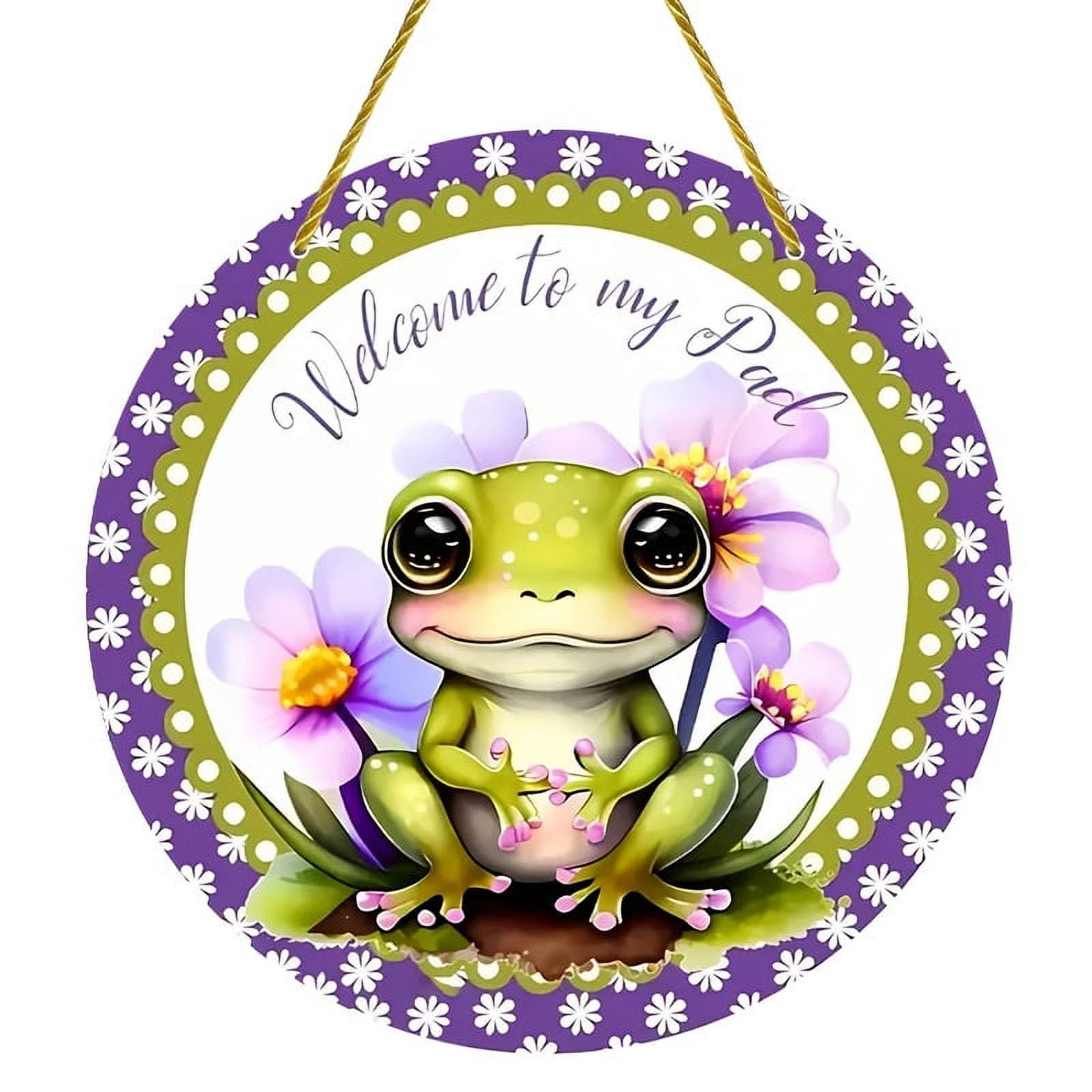 Spring Time Frog Taoarlpo 1pc,Springtime Frog Sign (8inch×8inch/20cm*20cm),Purple And ...