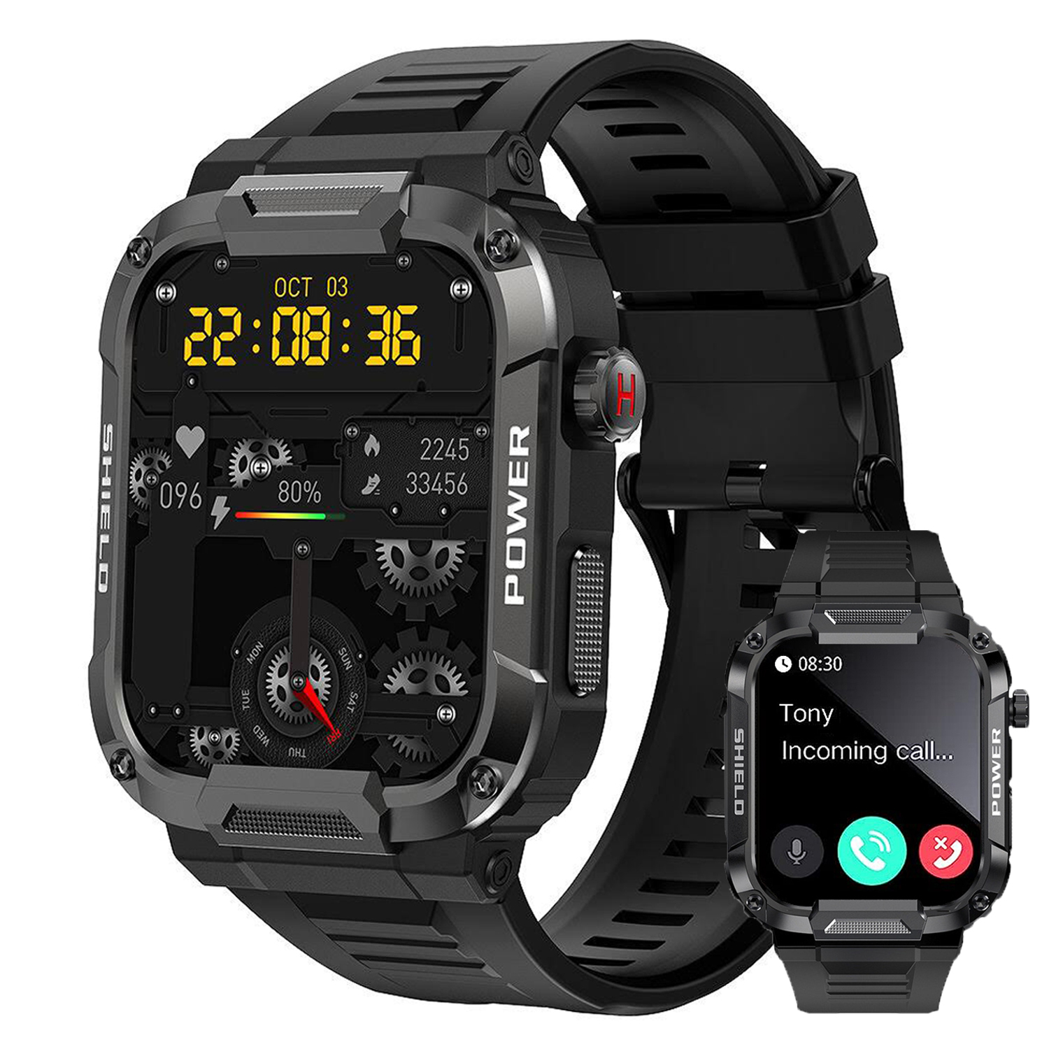 Taofedo Military Smart Watch for Men (Answer/Make Call), 1.85'' HD ...