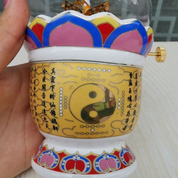 Taoist Qixing Lamp Ceramic Bagua Windproof Eternal Flame Offering Light Ritual Temple Decor
