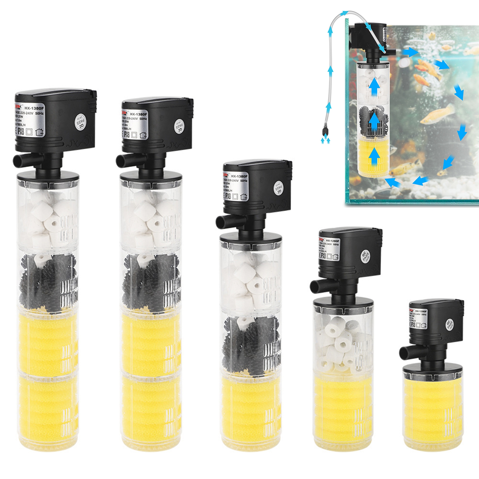 Taolixe 3-in-1 Aquarium Filter Aeration Oxygen Pump Built-in Water Circulation Device