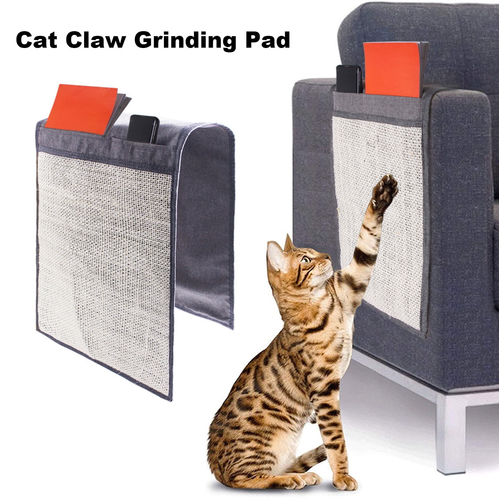 Dali-Inspired Melting Clock Cat Scratching Mat - Sisal Wall Protector With Catnip Pompom