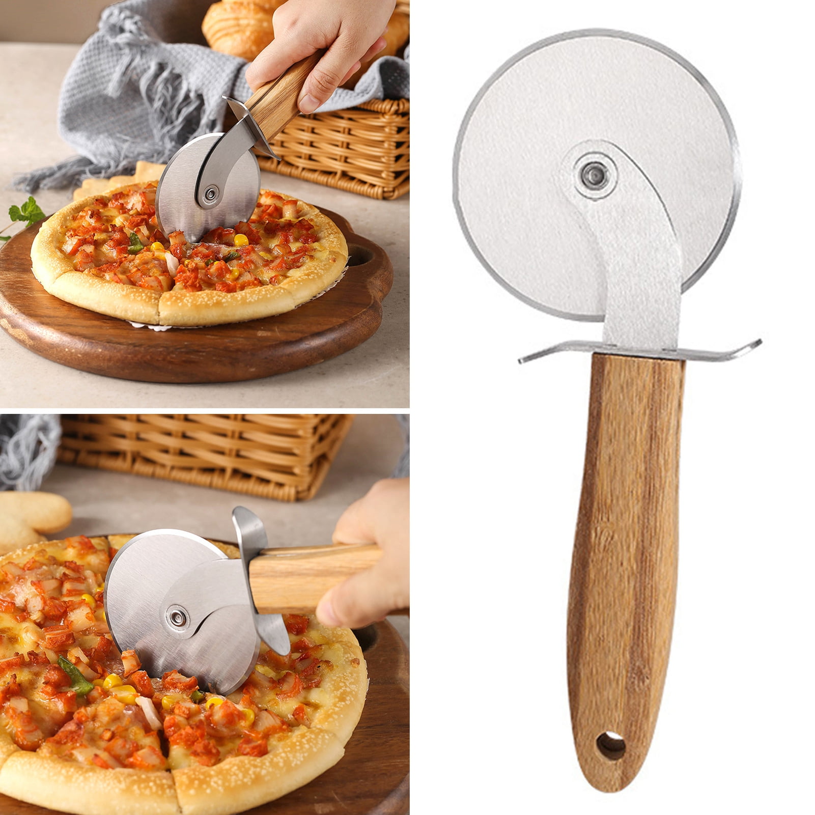 Taolixe Pizza Cutter Wheel with Wooden Handle Stainless Steel Pizza ...