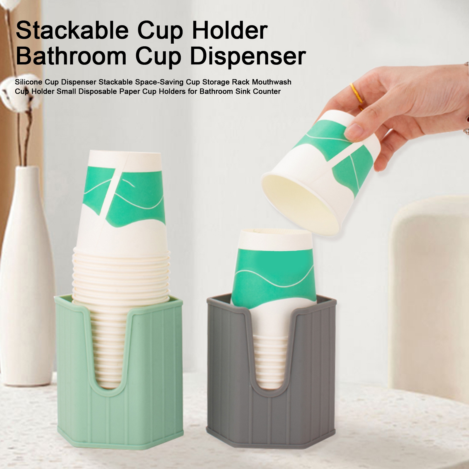 Taolixe Silicone Cup Dispenser Stackable Space-Saving Cup Storage Rack ...