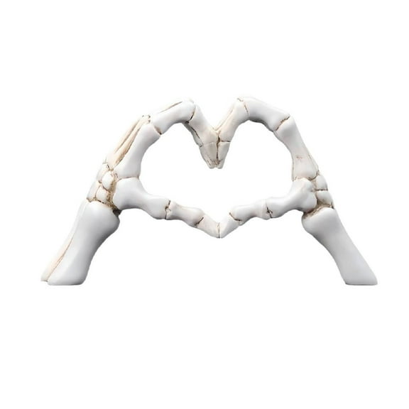 Taolixe Skeleton Hands Heart Sculpture Gothic Love Gesture Statue Resin Heart Shape Skeleton Finger Gesture Figurine for Halloween Home Decor Gift Clearance_Resin Figurine