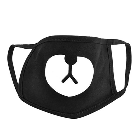 Unisex Black Cute Bear Cotton Mouth Face Mask Respirator for Cycling Anti-Dust -Face Masque