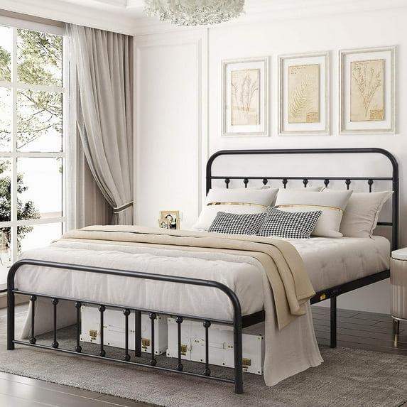 Taomika Black Full Size Modern Metal Platform Bed