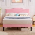 thumbnail image 1 of Taomika, Full Size Tufted Upholstered Platform Bed Frame with Adjustable Height Headboard-Pink, 1 of 10
