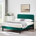 thumbnail image 1 of Taomika, Full Size Upholstered Platform Bed Frame with Adjustable Headboard-Dark Green, 1 of 7
