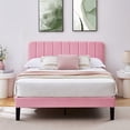thumbnail image 1 of Taomika, Full Size Upholstered Platform Bed Frame with Adjustable Headboard-Pink, 1 of 9