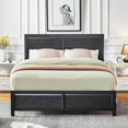 thumbnail image 1 of Taomika Platform Queen Size Bed Frame With Wood Headboard, Black Bed Frames, 1 of 12