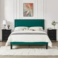 thumbnail image 1 of Taomika, Queen Size Tufted Nailhead Upholstered Platform Bed Frame with Adjustable Headboard-Dark Green, 1 of 8